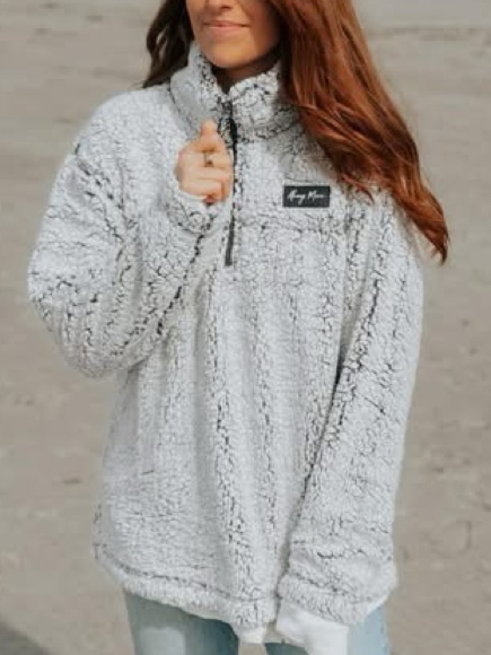 Audrey Roloff Always More Light Gray Teddy Sherpa Quarter Zip Pullover Jacket